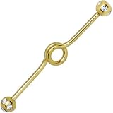 14 Gauge Twist Gem Gold Anodized Titanium Industrial Project Bar
