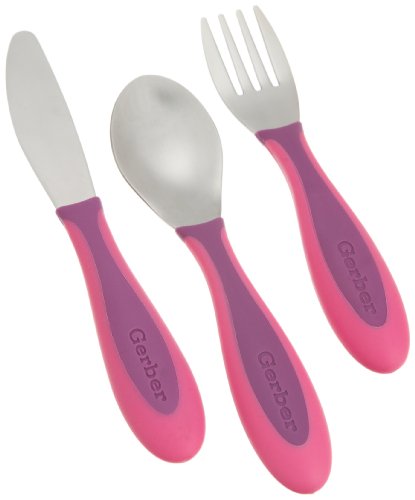 NUK Gerber BPA Free Graduates Kiddy Cutlery Set, 3 Pack, Colors May Vary
