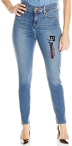 Women's Lake Erie Monsters Blue Skinny Vintage Wash Stretch Denim Jeans Size XL