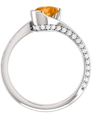 10K White Gold 7.00x5.00mm Oval Cut Spessartite Garnet and Diamond Ring -- LIFETIME WARRANTY