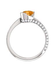 18K White Gold 7.00x5.00mm Oval Cut Spessartite Garnet and Diamond Ring -- LIFETIME WARRANTY