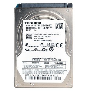 Toshiba MK2565GSX - Hard drive - 250 GB - internal - 2.5 - SATA-300 - 5400 rpm - buffer: 8 MB