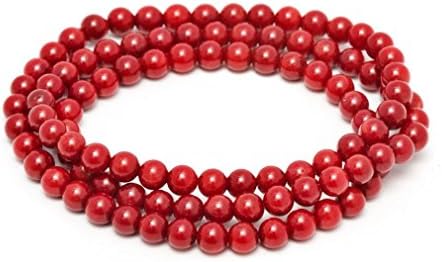 Crystalbella 6Mm Stunning Stackable Round Red Coral Bead Stretchy Bracelet / Necklace 20" Jewelry