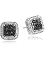 Silver Black or Blue Diamond Earrings