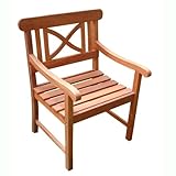 VIFAH V99 Outdoor Wood Arm Chair X-Back Design, Natural Wood Finish, 23 by 24 by 35-Inch