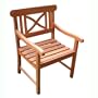 VIFAH V99 Outdoor Wood Arm Chair X-Back Design, Natural Wood Finish, 23 by 24 by 35-Inch
