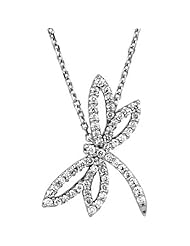 14K White Gold Diamond Butterfly Pendant With Chain - 0.33 Ct. -- LIFETIME WARRANTY