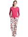 Dearfoams Women’s Thermal Crew & Flannel Pant Set, Pink, Medium