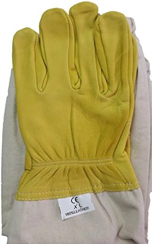 Beekeeping Gloves Made with Real Leather and Heavy Duty Canvas Sleeves, Plus Sting Proof Cuffs, By Bee Patient ... (XL)
