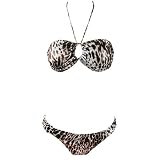 Bikini Set Brown Cheetah Bandeau Top  Bottom