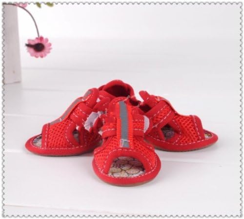 PoodleHouse Summer Little Dog Sandal Shoes Mesh Cloth with Velcro Size 2 for Puppy Yorkshire Terrier