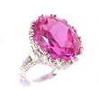 Luxury Solid Sterling Silver Large 16x12mm Oval 13ct Synthetic Pink Sapphire Ring - Finger Sizes 5 to 12 Available