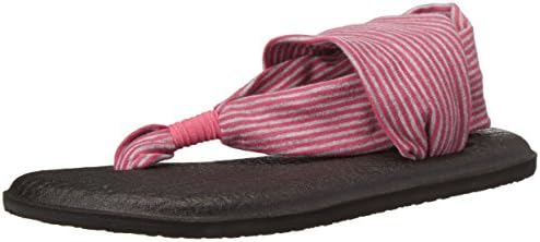 Sanuk Kids Yoga Sling Girls Flip Flop Youth (Little Kid/Big Kid),Fuchsia/Purple Stripes,5-6 M US Little Kid