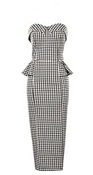 Houndstooth Print Polyester/Spandex Vintage Stretchy  Dress