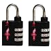 (Pack of 2) Safe Skies Luggage Locks 3 Dial Black TSA Accepted Lock