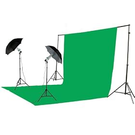 ePhoto 800 Watt Video Photography Studio Chromakey Muslins Background Support System Kit with Case byK151020SV