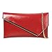 BMC Fashionably Chic Hot Rod Red Faux Leather Gold Metal Accent Envelope Style Statement Clutch