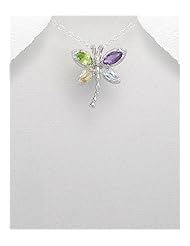 Dragonfly Amethyst Pendant Necklace In 92.5 Sterling Silver