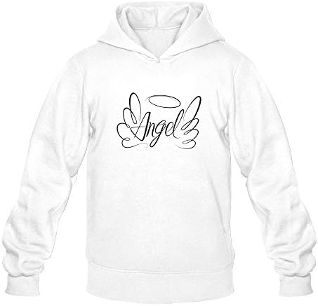 Men Long Sleeve Angel And Two Wings Print Style Hoodies White