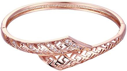 VVeda Europe New Kgold Zircon Personality Geometric Striped Female Models Rose Gold Bracelet