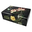 Black Lotus Flower Butterfly Hand Painted Laquer Wood Jewelry Box