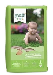 Seventh Generation Free and Clear Baby Diapers, Stage 1, 44 Count (Pack of 4)