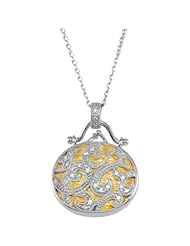 Cubic Zirconia Locket Necklace in Sterling Silver