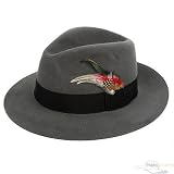 Downturned Brim Rabbit Fur Felt Hat-Grey