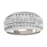 14K White Gold 1 1/4 ct. Round and Princess Cut Machine Set Diamond Wedding Band (F-G Color, VS1 Clarity)
