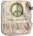Peace Sign~ Peace Sign Bag~ "Peace On Earth"~ Hemp Bag~ 100% Hemp~ Hand Made Bag!!~ Approx 12" x 13"