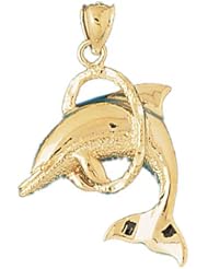 Dazzlers Solid 14 karats gold Dolphin Charm Pendant Available in three colors from jewelsberry (weights: 4.7 grams only)