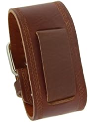 Nemesis Unisex Brown Wide Leather Cuff Wrist Watch Band