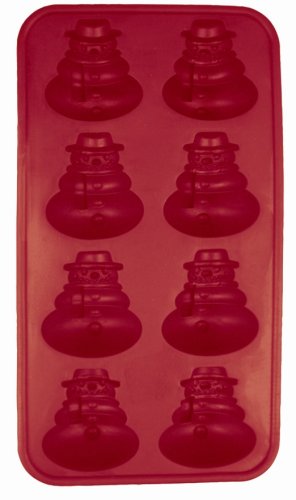 SiliconeZone Snowman Ice Cube/Chocolate Mold, Red