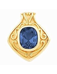 18K Yellow Gold Antique Cushion Cut London Blue Topaz Pendant -- LIFETIME WARRANTY