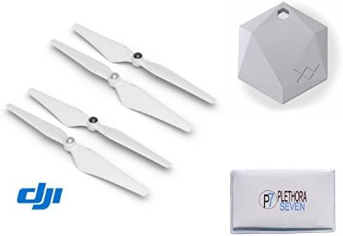 DJI Genuine Self-Tightening Propeller Set for Phantom 3 Series Quadcopter (White) with XY2 Find It Beacon Bluetooth Item Finder (Silver) and Microfiber Cleaning Cloth