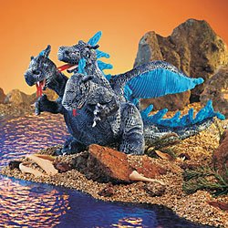 Childrens Toyshop  Toys : Folkmanis Blue Three Headed Dragon Puppet