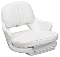 Moeller Heavy Duty Standard Boat Helm Seat, Cushion, and Mounting Plate Set (24.5" x 20" x 16", White)