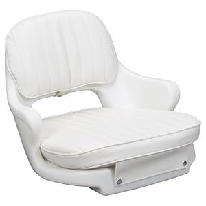 Moeller Heavy Duty Standard Boat Helm Seat, Cushion, and Mounting Plate Set (24.5 x 20 x 16, White) by