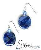 SilverChicks Exclusive - Blue Kazuri & Swarovski Bead Sterling Earrings
