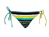 Quiksilver Raisins Black Striped Tunnel Side Tie Swimsuit Bottom S