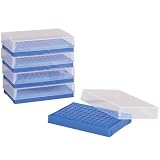 Scienceware 189020001 PCR Rack, 0.2mL Thin-Walled Tube, 96 Tube Capacity, Fluorescent Blue (Pack of 5)