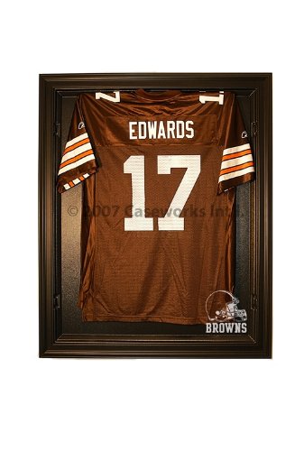 Cleveland Browns Football Jersey Display Case Cabinet Style with Black Finish Frame