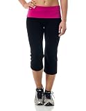 Alki'i Yoga Capri with Foldover waistband, DarkPink L