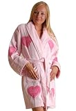 Sweetheart Appliqued Bathrobe, 100% Cotton Terry Cloth, Short, Med. Pink, One Size