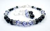 Tanzanite Bracelets & Earrings Set: Sterling Silver Beaded Swarovski Crystal Black Pearl Handmade Bracelets and Beaded Earrings 41dayOnWXXL. SL160 Tanzanite Bracelets & Earrings Set: Sterling Silver Beaded Swarovski Crystal Black Pearl Handmade Bracelets and Beaded Earrings