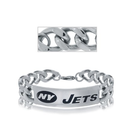 NFL Football Stainless Steel New York Jets Id Bracelet