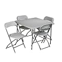 Folding Table and Chair 5-pc. Set - Gray
