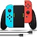 Joy Con Charging Grip, Fosmon 2-in-1 Joy Con Charge Grip Dock [4 Way Multifunction Converter] from Joy-Con Charging Grip to Joy-Con Handle Grip Controller w/Type-C Cable 6ft - Black