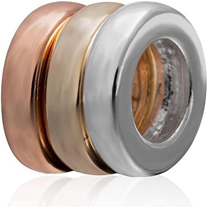 Charmstar Rings Spacers Round Charm Solid 925 Sterling Silver Rose Gold Bead Three Colors Fits 3mm European Story Chain Bracelets Bangle Jewelry