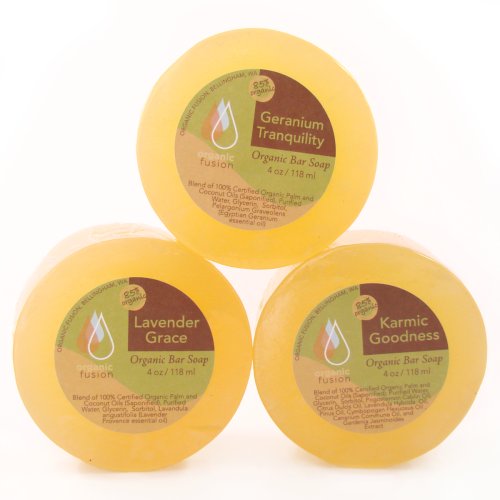 Organic Fusion Bar Soap Sampler, 3 Soaps, 19.5-Ounces Total